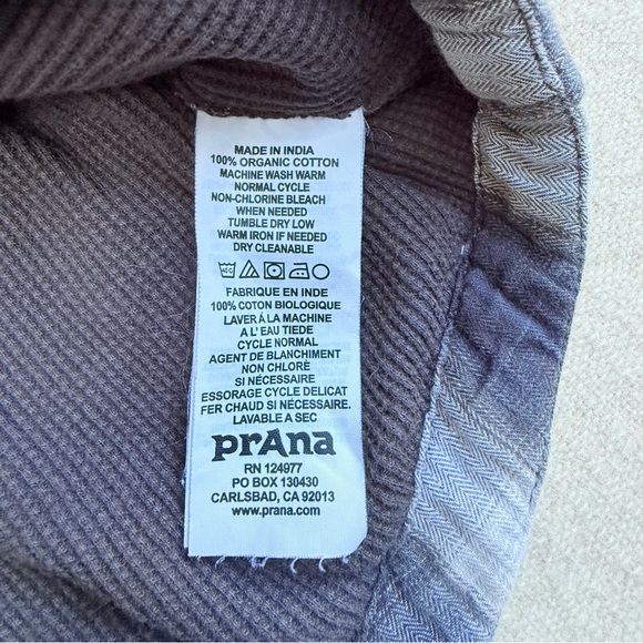 Prana Asylum Checkered Flannel Thermal Long Sleeve Shirt Black White Work XL - Picture 8 of 13